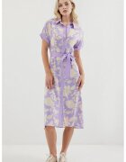 Big Dart Rochie midi dama HiCCUP - imprimeu floral - viscoza - violet/crem