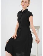 Big Dart Rochie Midi HiCCUP - A-line - guler camasa - negru - textil