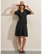 Big Dart Rochie midi - HiCCUP - tricotata - decolteu in V - funda - negru - jerseu