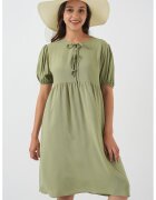 Big Dart Rochie midi HiCCUP - verde padure - inchidere cu papion - material textil