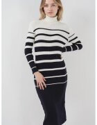 Big Dart Rochie midi tricotata cu guler inalt - dungi - tricot - Negru -
