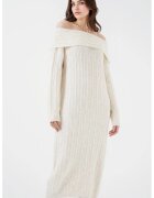 Big Dart Rochie midi tricotata supradimensionata guler Madonna - amestec acrilic - poliester si lana - Fildes Natural -
