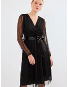 Big Dart Rochie midi tul HiCCUP decolteu in V - negru - poliester - Negru