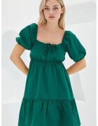 Big Dart Rochie mini dama HiCCUP - decolteu patrat - forma de A - bumbac/poliester - verde
