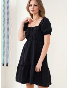 Big Dart Rochie mini dama - HiCCUP - forma A - decolteu patrat - bumbac/poliester - negru