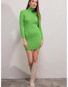 Big Dart Rochie mini tricotata cu guler inalt - nervuri - tricot - Verde -