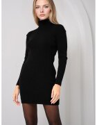 Big Dart Rochie mini tricotata - guler inalt - design texturat - tricot - Negru -