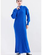 Big Dart Rochie tricotata guler inalt - fermoar - material texturat - Albastru de cobalt -
