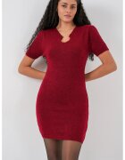 Big Dart Rochie tricotata - mini bodycon - rosu burgund - tricot -