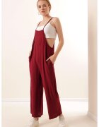 Big Dart Salopeta dama HiCCUP - croiala relaxata - picior larg - visiniu - textil