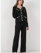 Big Dart Set tricotat cardigan cu decolteu in V si pantaloni cu croiala larga - Negru - Tricot -