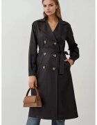 Big Dart Trench lung BigDart - poliester - cu doua randuri de nasturi - Negru -