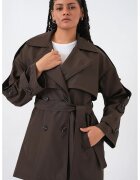 Big Dart Trenci dama - cu doua randuri de nasturi - maro mocca - textil