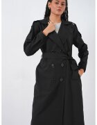 Big Dart Trenci dama - lung - doua randuri de nasturi - negru - textil