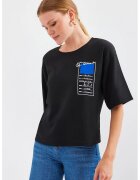 Big Dart Tricou dama HiCCUP - cu imprimeu - bumbac - negru/albastru