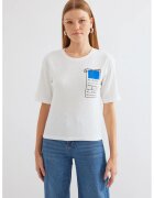 Big Dart Tricou dama HiCCUP - cu imprimeu - poliester/lcyra - alb/albastru