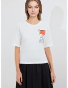 Big Dart Tricou dama HiCCUP - cu imprimeu - poliester/lycra - alb/portocaliu