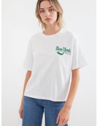 Big Dart Tricou dama HiCCUP - guler rotund - croiala lejera - alb - bumbac