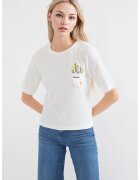 Big Dart Tricou dama HiCCUP - guler rotund - imprimeu brodat - alb - poliester-lycra