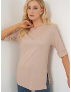 Big Dart Tricou dama HiCCUP - texturat - maneca bej - Bej Natural