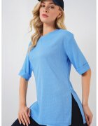 Big Dart Tricou dama HiCCUP - texturat - maneca scurta - albastru - poliester