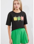 Big Dart Tricou HiCCUP cu imprimeu - Negru