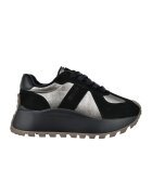 Big Star Pantofi sport de piele si piele intoarsa - Negru/Argintiu/Gri inchis