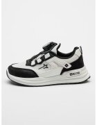 Big Star Pantofi sport wedge de plasa si piele ecologica - Alb/Negru