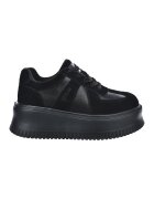 Big Star Pantofi spprt wedge de piele si piele intoarsa - Negru