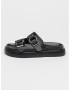 Big Star Papuci de piele cu detalii metalice - Negru