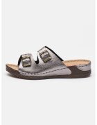 Big Star Papuci wedge de piele - Argintiu
