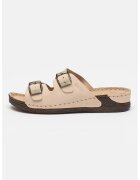 Big Star Papuci wedge de piele - Bej deschis