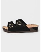 Big Star Papuci wedge de piele intoarsa - Negru