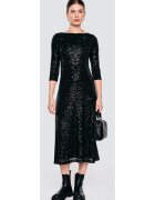 Big Star Rochie midi cu paiete si maneci 3/4 Alex - Negru