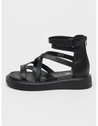 Big Star Sandale de piele cu barete multiple - Negru