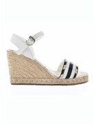Big Star Sandale wedge cu logo - Alb