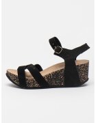 Big Star Sandale wedge de piele intoarsa - Negru