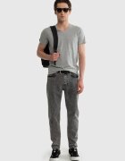 Big Star Tricou simplu cu guler în V - Gri