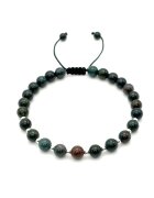 BIJUTERIA NEAGRA Bratara cu 10 bile din Argint 925 si pietre naturale Agat Indian de 6mm - snur reglabil - barbat