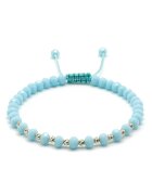 BIJUTERIA NEAGRA Bratara cu 10 bile din AUR 14K si cristale Baby Blue - snur reglabil - dama