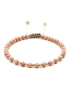 BIJUTERIA NEAGRA Bratara cu 10 bile din AUR 14K si cristale Bej Rose - snur reglabil - dama