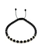 BIJUTERIA NEAGRA Bratara cu 10 bile din AUR 14K si Cristale Preciosa - reglabila - barbat