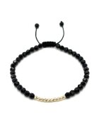 BIJUTERIA NEAGRA Bratara cu 10 bile din AUR 14K si Cristale Preciosa - reglabila - barbat