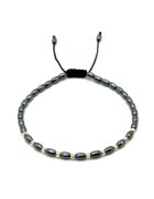 BIJUTERIA NEAGRA Bratara cu 10 bile din AUR 14K si Hematit - reglabila - barbat