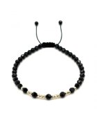 BIJUTERIA NEAGRA Bratara cu 12 bile din AUR 14K si Cristale Preciosa - reglabila - barbat