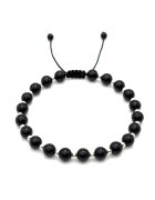 BIJUTERIA NEAGRA Bratara cu 20 bile din si pietre naturale Onix de 6mm - snurdwqf reglabil - barbat