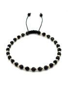 BIJUTERIA NEAGRA Bratara cu 26 bile din AUR 14K si Cristale Preciosa - reglabila - barbat