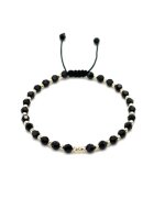 BIJUTERIA NEAGRA Bratara cu 27 bile din AUR 14K si Cristale Preciosa - reglabila - barbat
