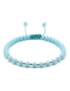 BIJUTERIA NEAGRA Bratara cu bile din Argint 925 si cristale Baby Blue - snur reglabil - dama