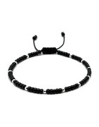 BIJUTERIA NEAGRA Bratara cu bile din Argint 925 si margele negre - snur reglabil - barbat